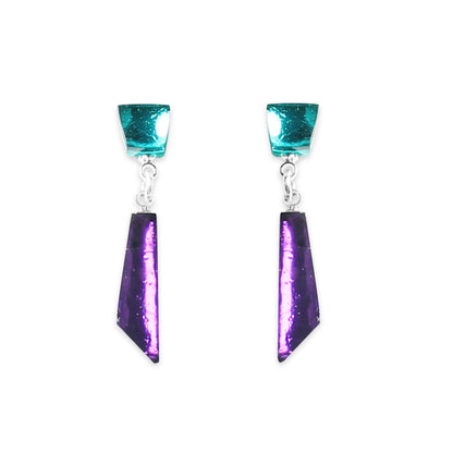 Peacock Icicle Double Drop Stud Earrings | The Jewellery Stop