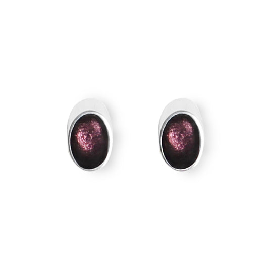 Aubergine Oval Slice Stud Earrings