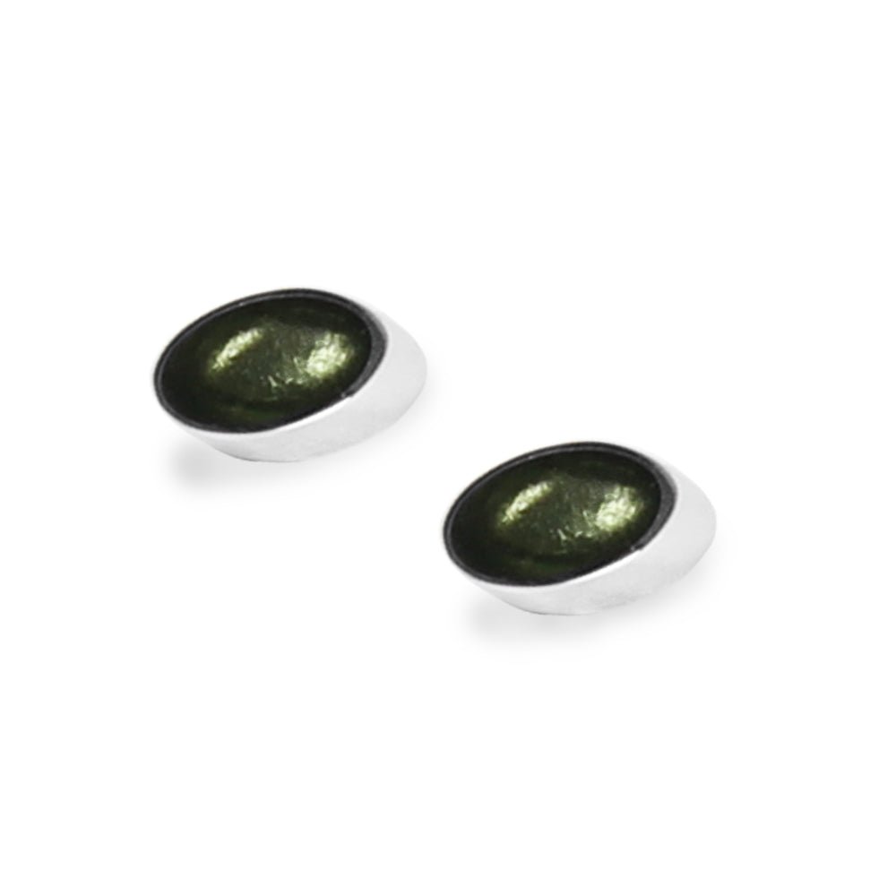 Moss Oval Slice Stud Earrings | The Jewellery Stop