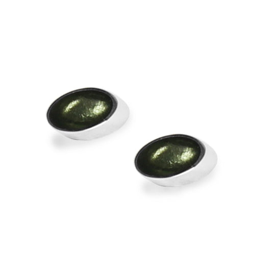 Moss Oval Slice Stud Earrings | The Jewellery Stop