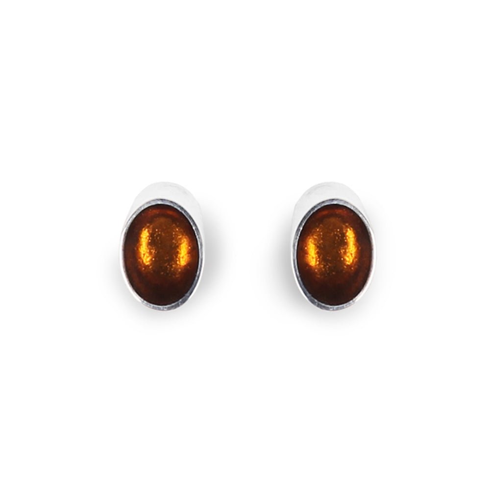 Mustard Oval Slice Stud Earrings | The Jewellery Stop