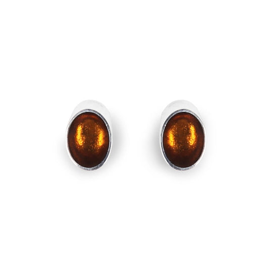 Mustard Oval Slice Stud Earrings | The Jewellery Stop