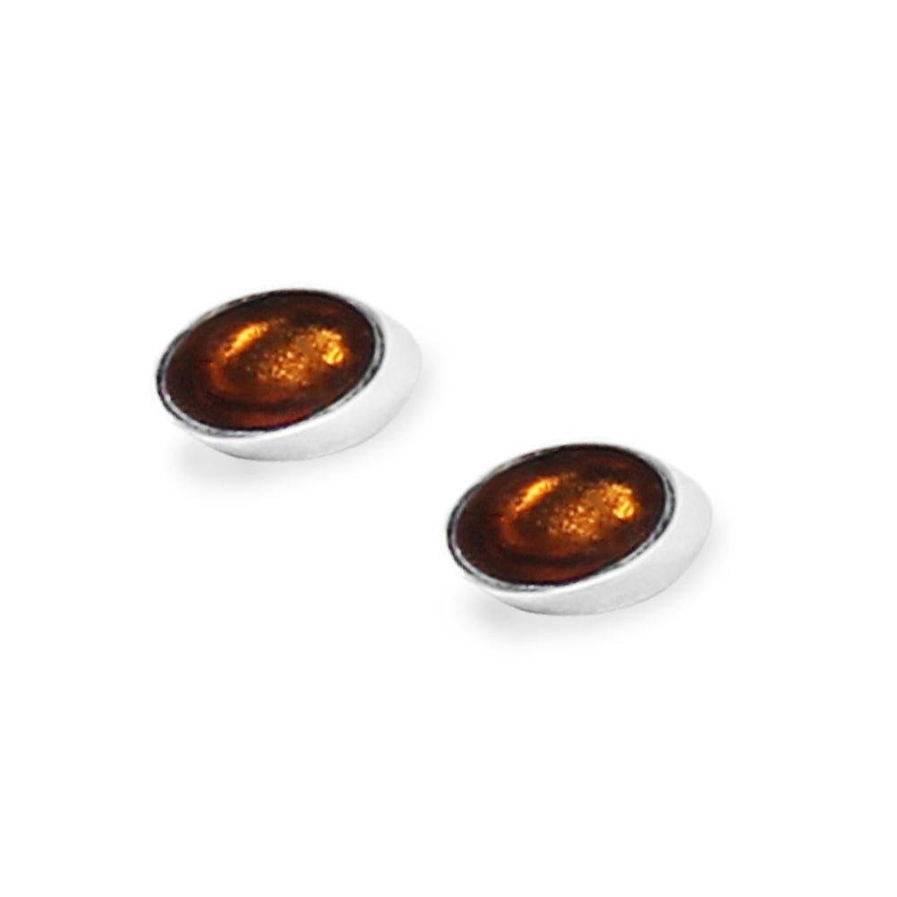 Mustard Oval Slice Stud Earrings | The Jewellery Stop