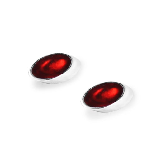 Red Oval Slice Stud Earrings | The Jewellery Stop