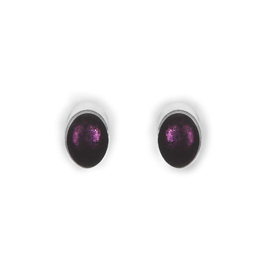 Aubergine Oval Slice Small Stud Earrings