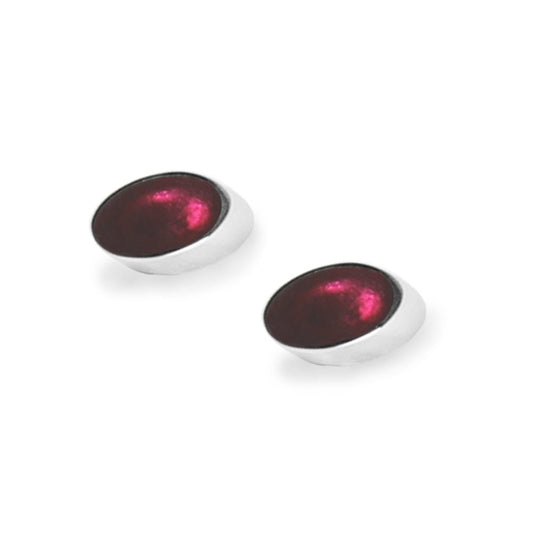 Fuchsia Oval Slice Small Stud Earrings | The Jewellery Stop