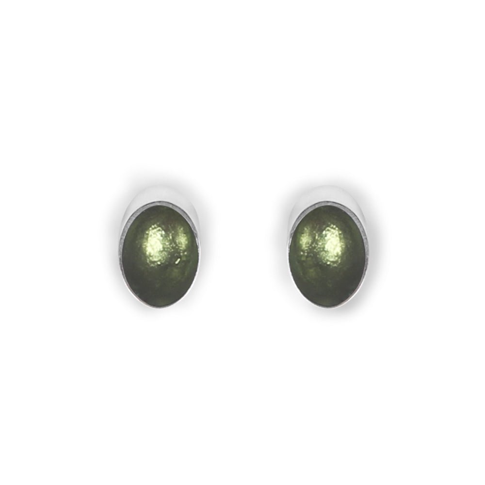 Moss Oval Slice Small Stud Earrings | The Jewellery Stop