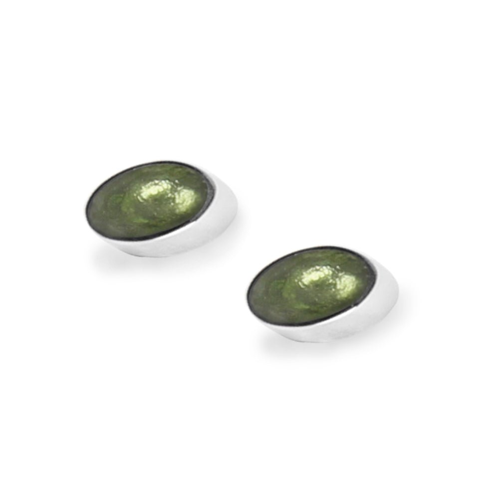 Moss Oval Slice Small Stud Earrings | The Jewellery Stop