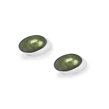 Moss Oval Slice Small Stud Earrings | The Jewellery Stop