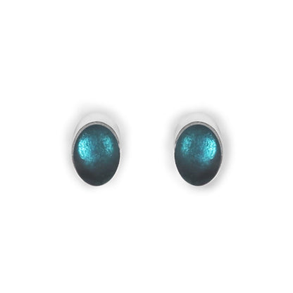 Teal Oval Slice Small Stud Earrings | The Jewellery Stop