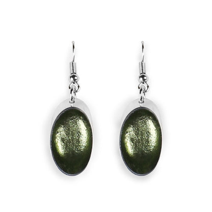 Moss Oval Slice Fish Hook Earrings | The Jewellery Stop