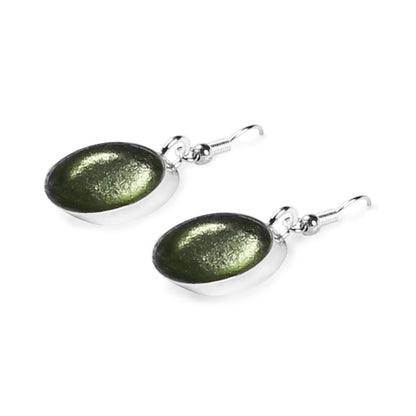 Moss Oval Slice Fish Hook Earrings | The Jewellery Stop
