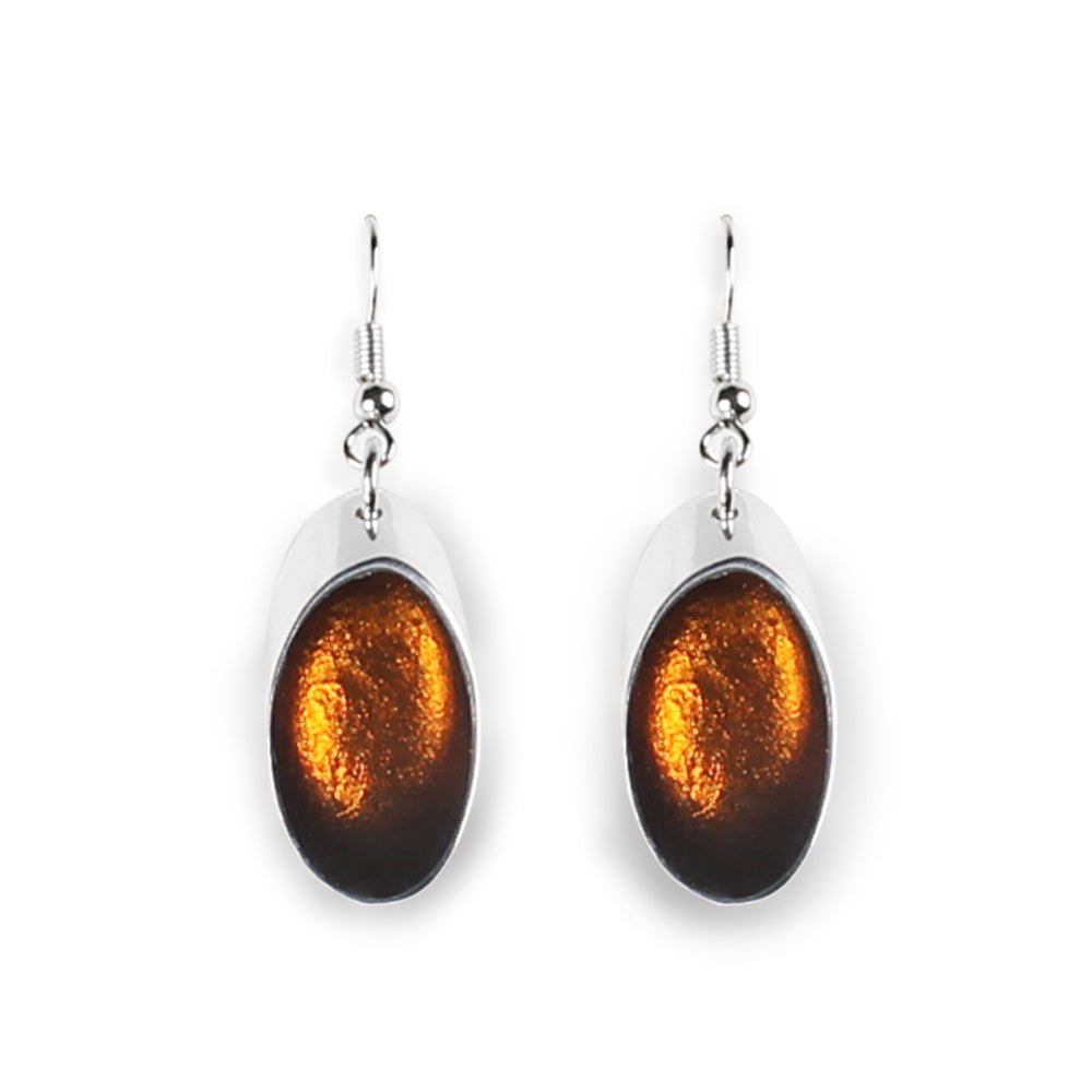 Mustard Oval Slice Fish Hook Earrings | The Jewellery Stop