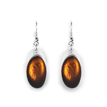 Mustard Oval Slice Fish Hook Earrings | The Jewellery Stop