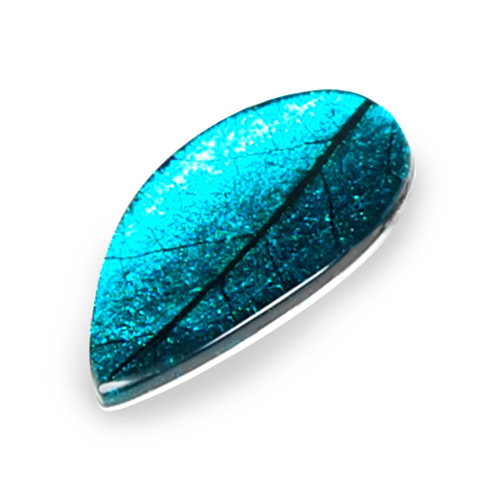 Teal Curved Leaf Brooch | The Jewellery Stop