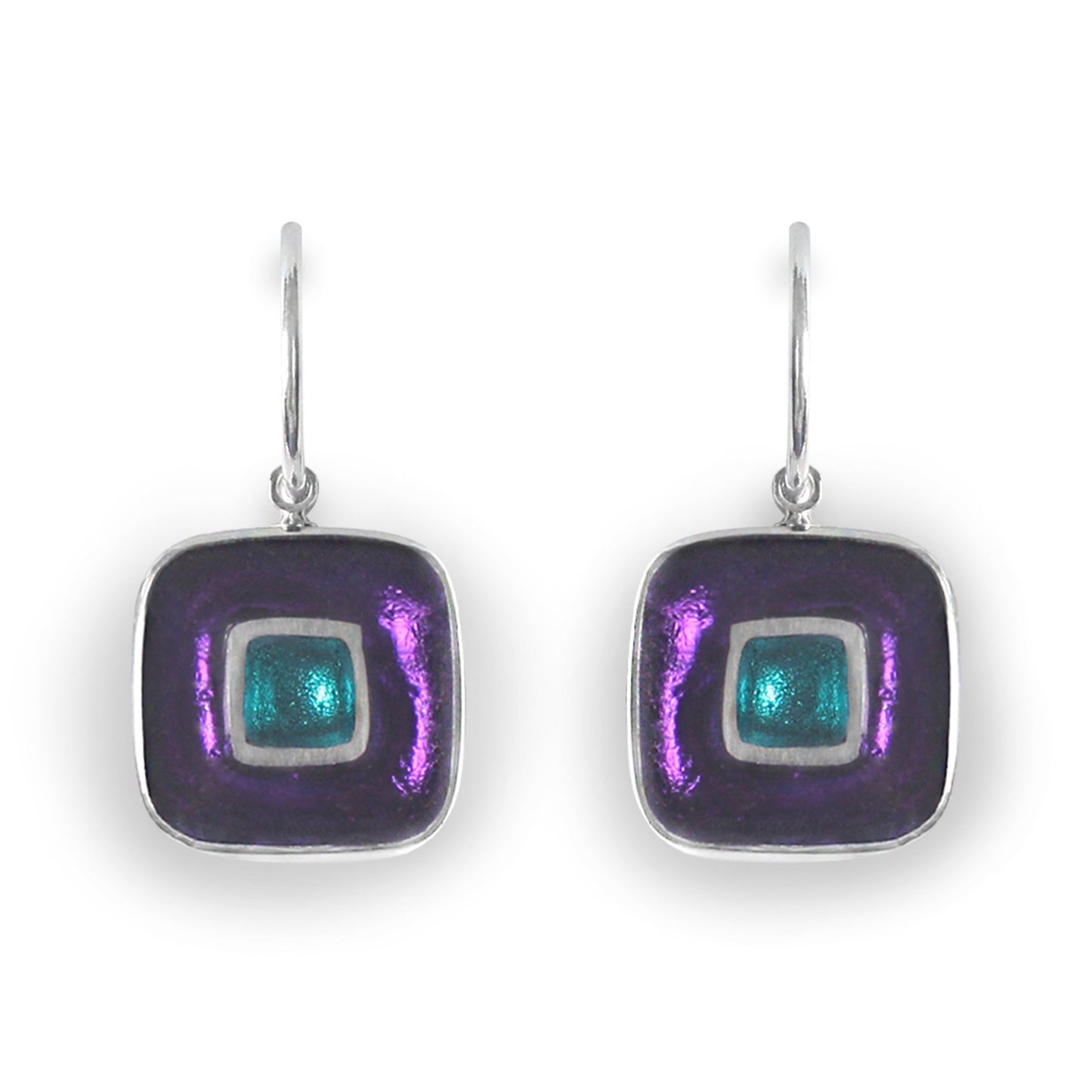 Peacock Retro Squares Creole Earrings | The Jewellery Stop