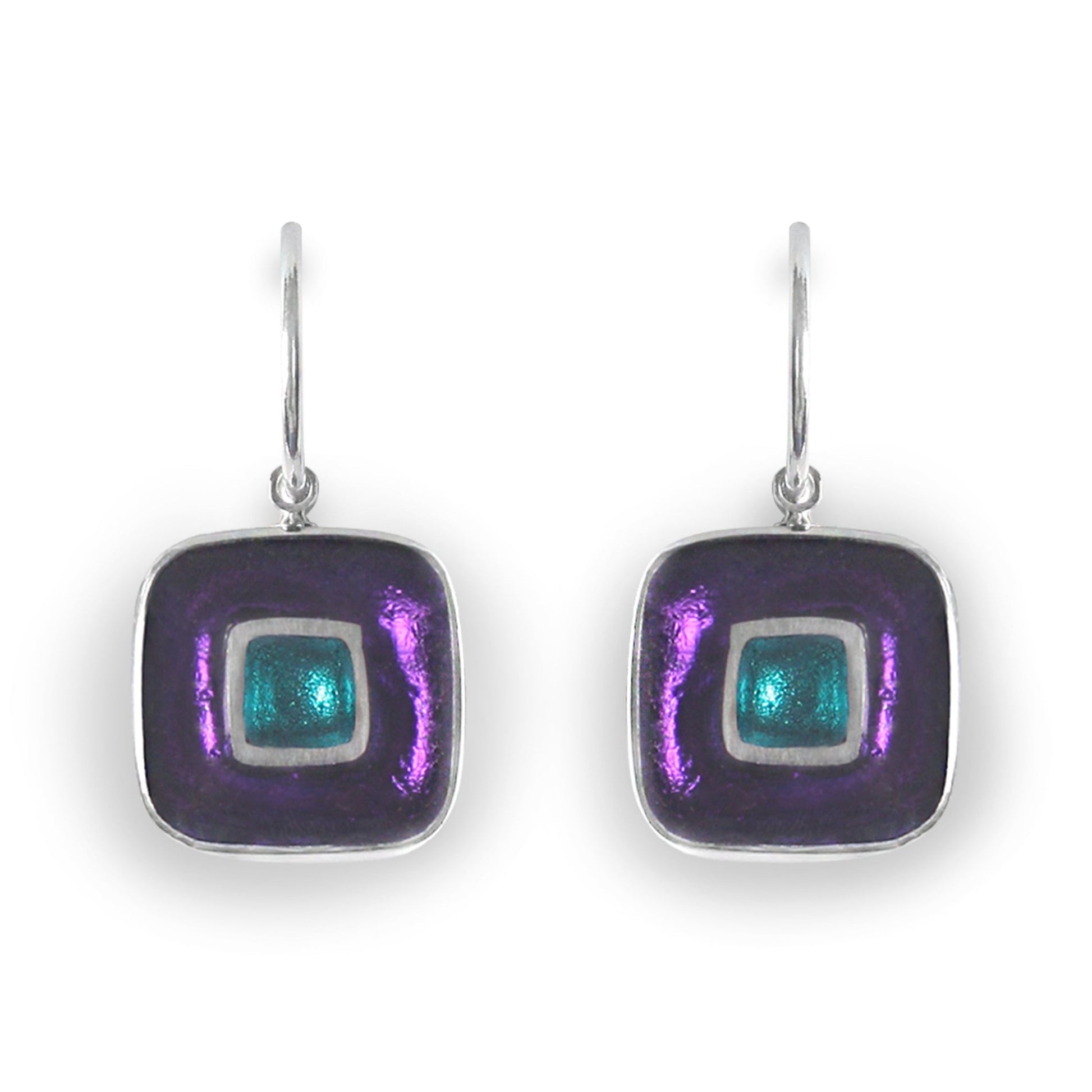 Peacock Retro Squares Creole Earrings | The Jewellery Stop