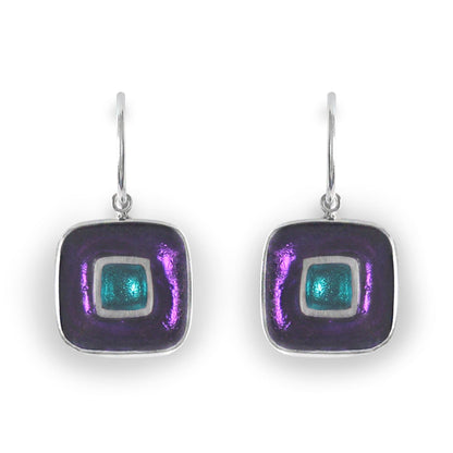 Peacock Retro Squares Creole Earrings | The Jewellery Stop