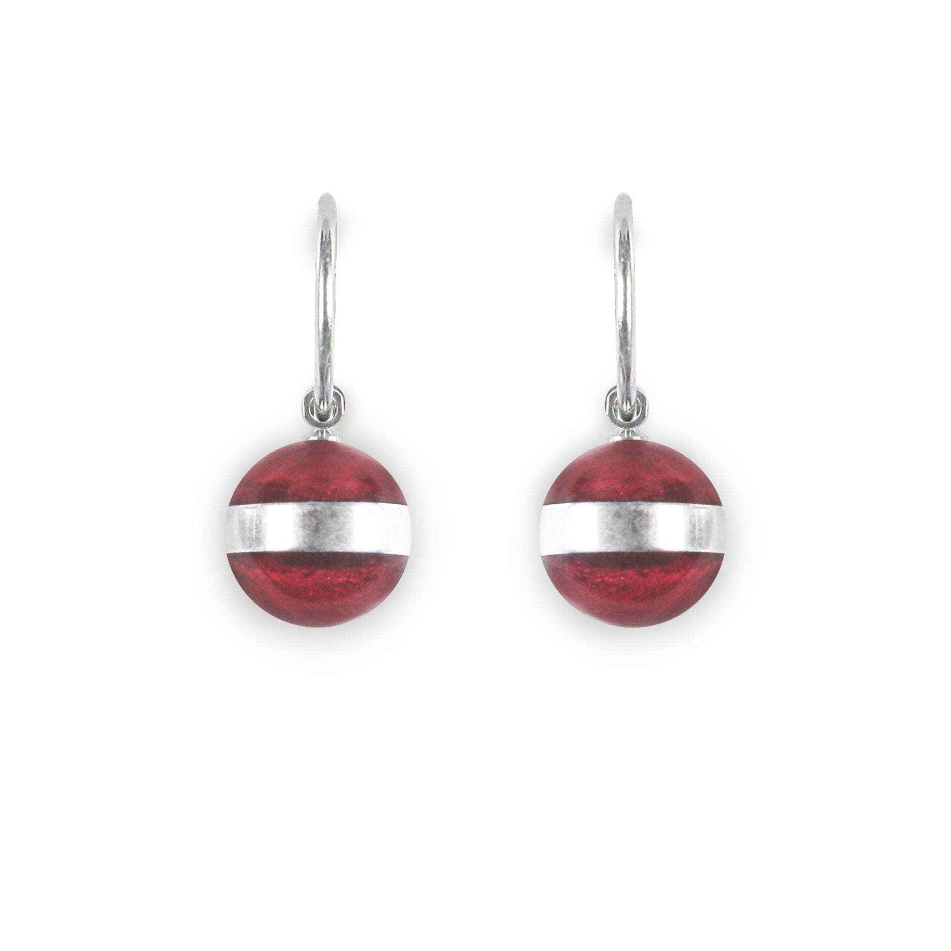 Red Aluminium Ball Creole Earrings | The Jewellery Stop
