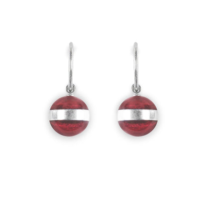 Red Aluminium Ball Creole Earrings | The Jewellery Stop