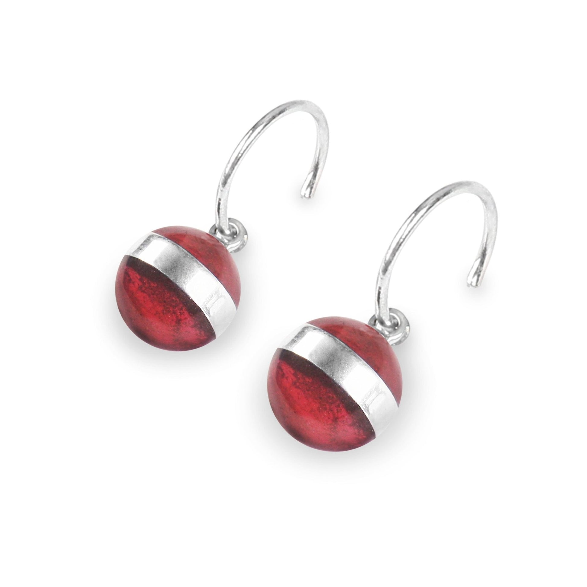 Red Aluminium Ball Creole Earrings | The Jewellery Stop