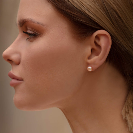Pink Freshwater Pearl Sterling Silver Stud Earrings